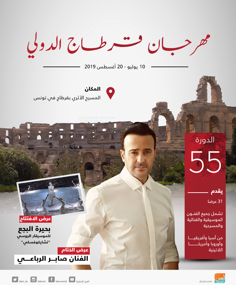 صابر الرباعي يحيي حفل ختام مهرجان قرطاج الدولي 2019