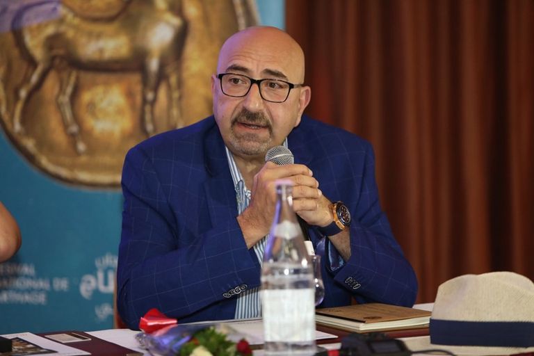 جانب من المؤتمر الصحفي لعرض "ملوك الطوائف" في تونس