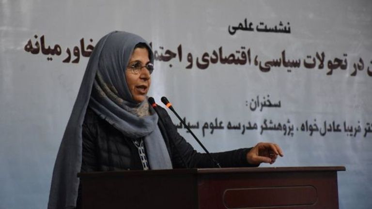 الباحثة الفرنسية في كلمة لها بكابول - أرشيفية الباحثة الفرنسية فريبا عادل خواه - أرشيفية