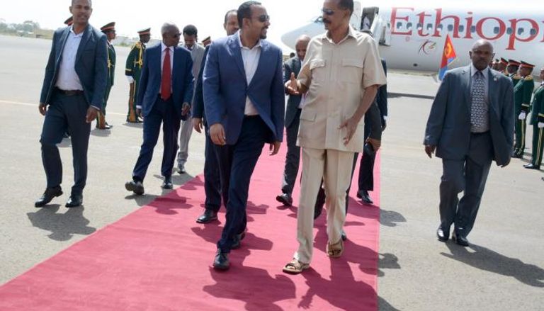 صورة لرئيس الوزراء الإثيوبي آبي أحمد والرئيس الإريتري أسياس أفورقي