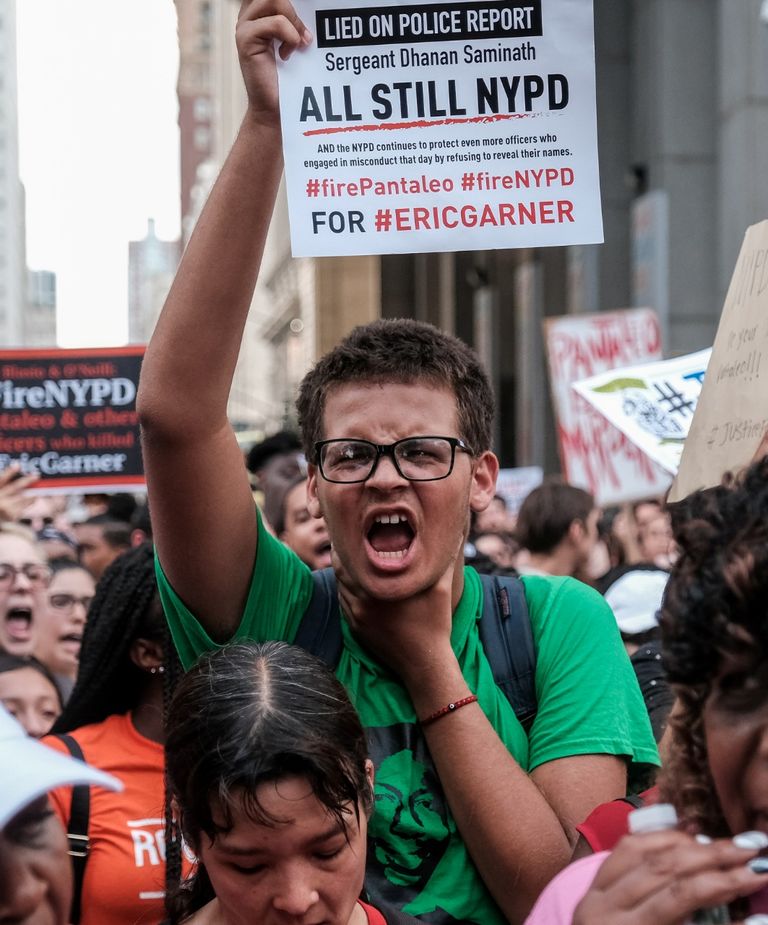 جانب من الاحتجاجات في شوارع نيويورك