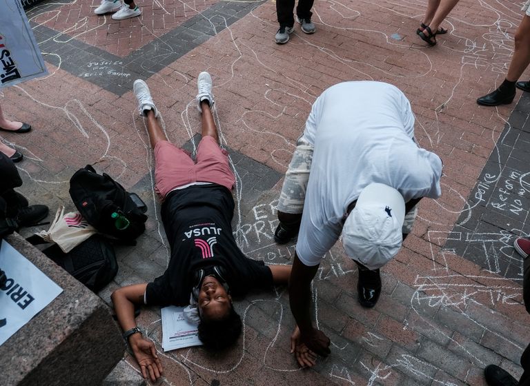 جانب من الاحتجاجات في شوارع نيويورك