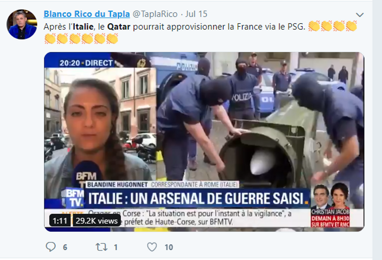 الصاروخ القطري الذي عثرت عليه الشرطة الإيطالية