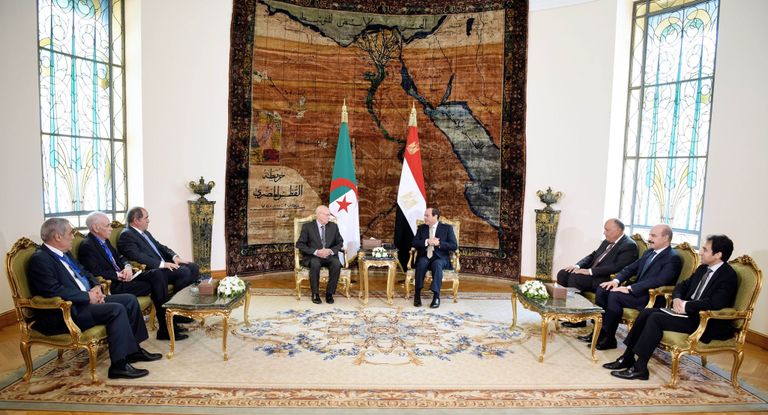 لقاء الرئيس المصري عبد الفتاح السيسي و نظيره الجزائري عبد القادر بن صالح الرئيس المصري عبدالفتاح السيسي ونظيره الجزائري عبدالقادر بن صالح