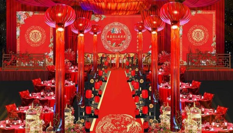 جانب من إحدى حفلات الزفاف التقليدي بالصين