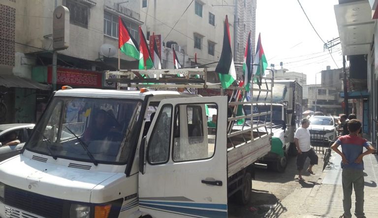 مسيرة للشاحنات انطلقت شرق غزة تطالب برفع الحصار عن القطاع