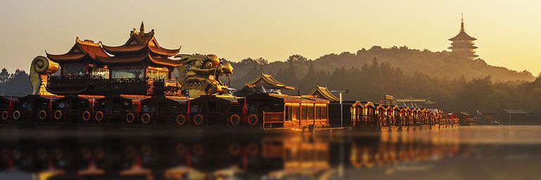 معالم مدينة هانزو الصينية مشهد خلاب من مدينة هانزو الصينية