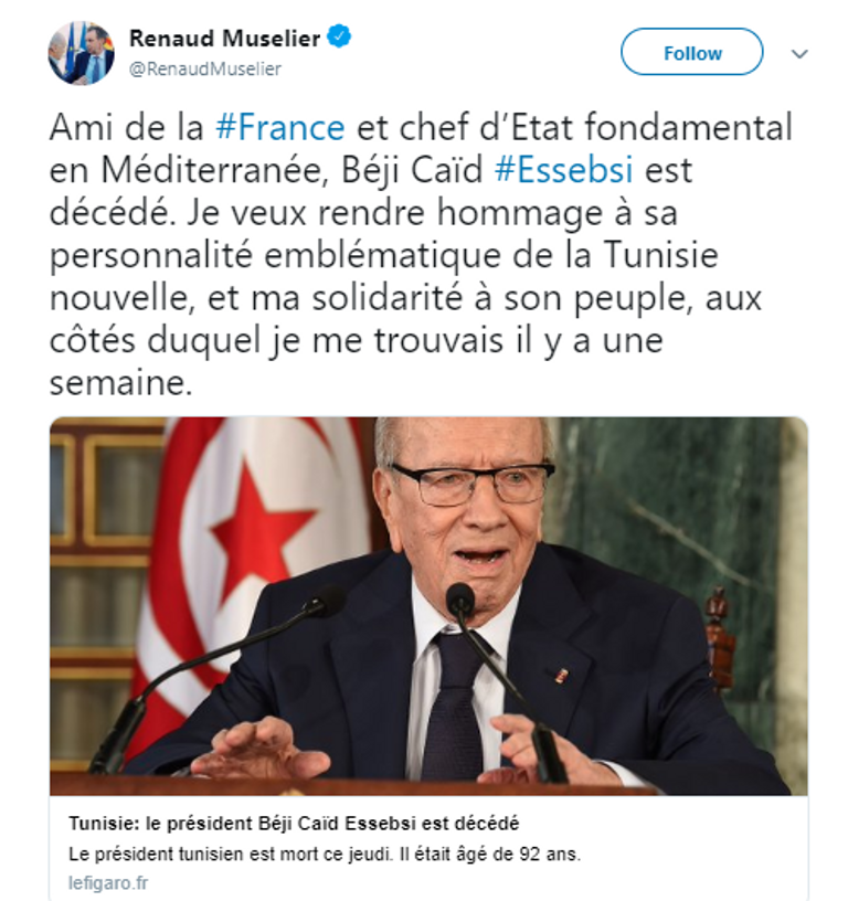 الرئيس التـونسي الراحل الباجي قايد السبسي