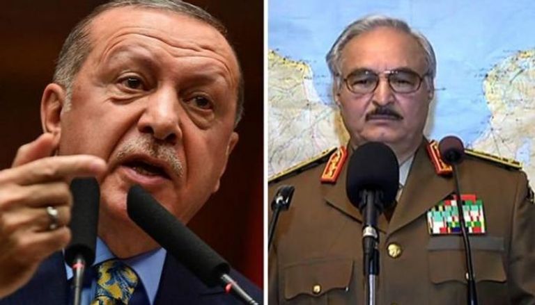 قائد الجيش الليبي المشير خليفة حفتر والرئيس التركي أردوغان
