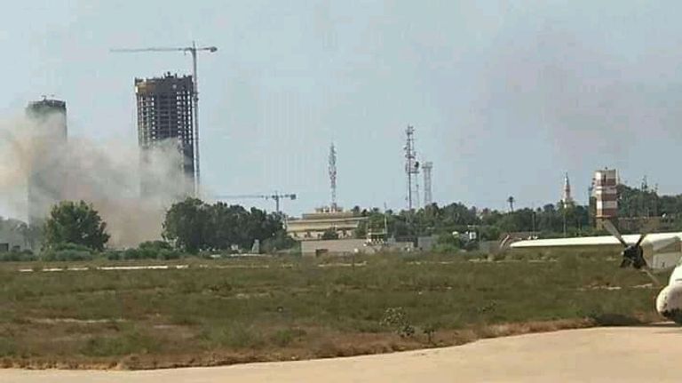 جانب من قصف المليشيات لمطار معيتيقة المدني