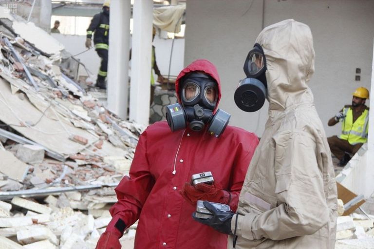 جانب من المحاكاة التي نفذتها قوات الدفاع المدني