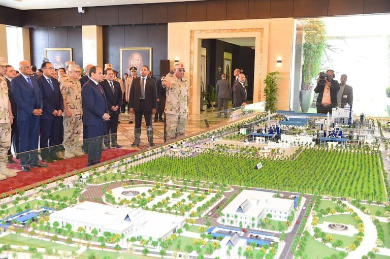 جانب من افتتاح الرئيس عبدالفتاح السيسي لمجمع الأسمدة بالسويس