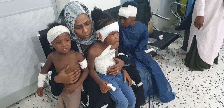 أطفال مرزق الليبية أصيبوا في قصف للمرتزقة التشاديين