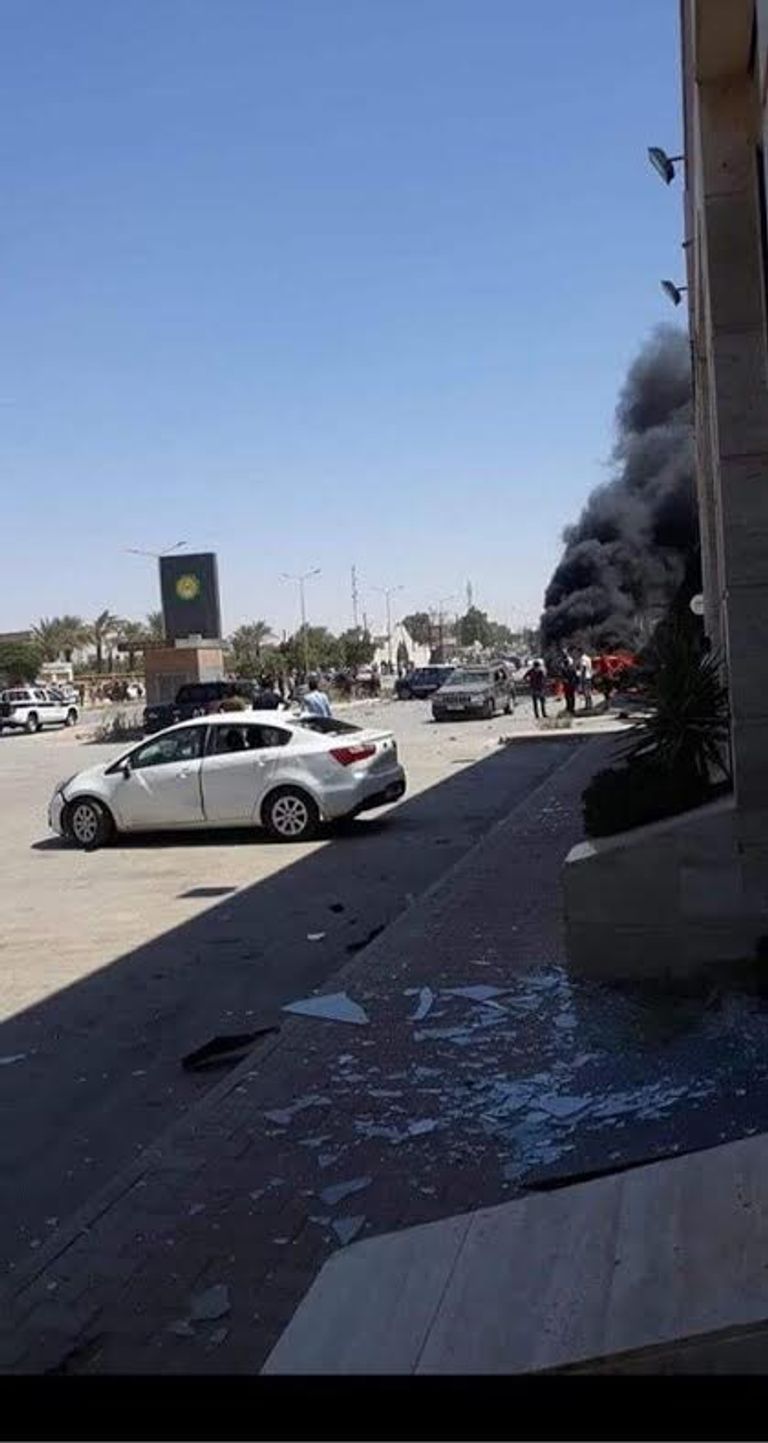 موقع التفجير الإرهابي في بنغازي