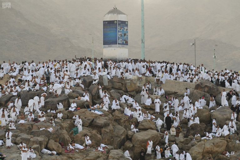 ضيوف الرحمن يستقرون على صعيد عرفات