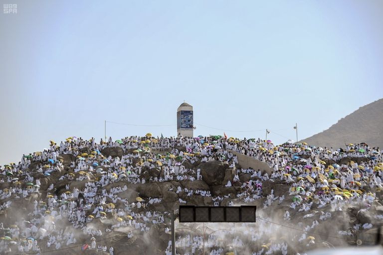 ضيوف الرحمن يستقرون على صعيد عرفات