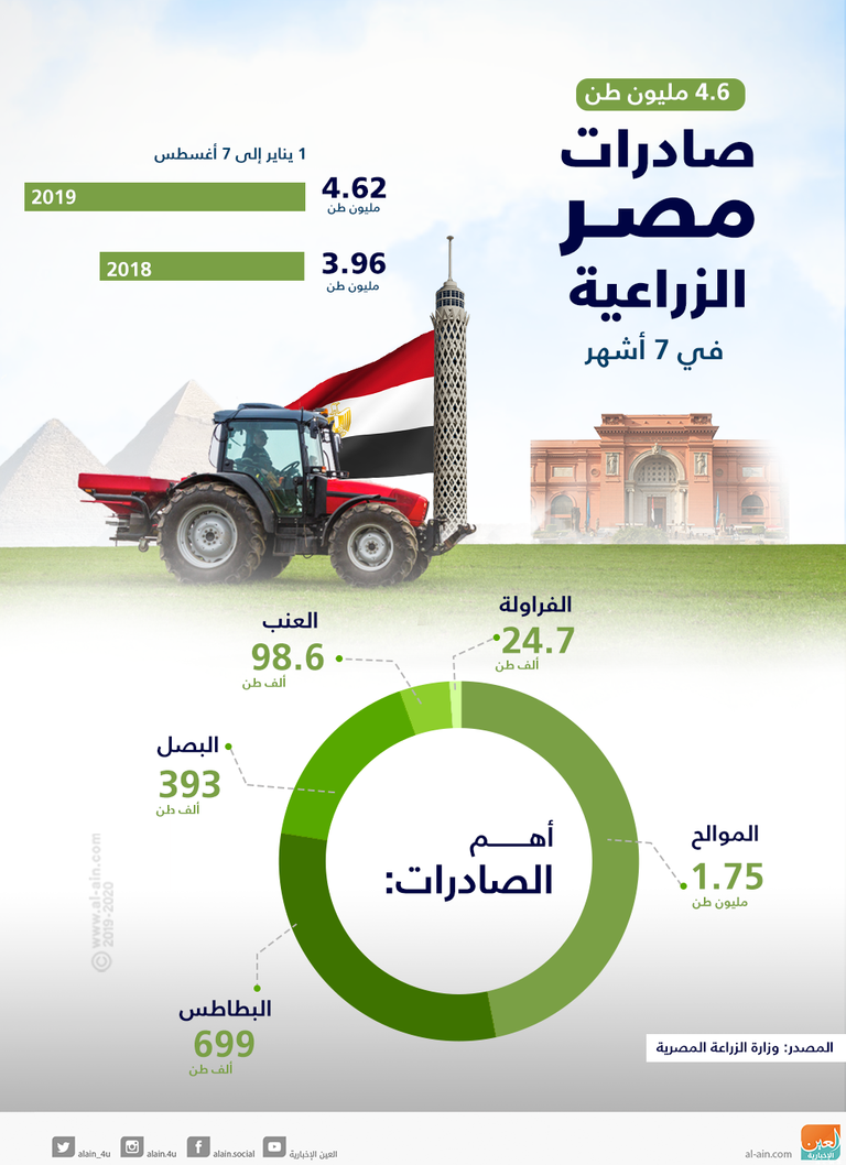 صادرات مصر الزراعية ترتفع لأكثر من 4 6 مليون طن