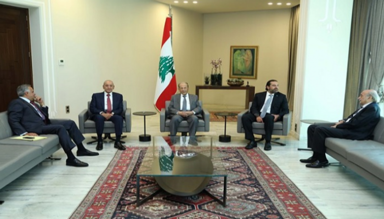 جانب من جلسة المصالحة اللبنانية في القصر الرئاسي