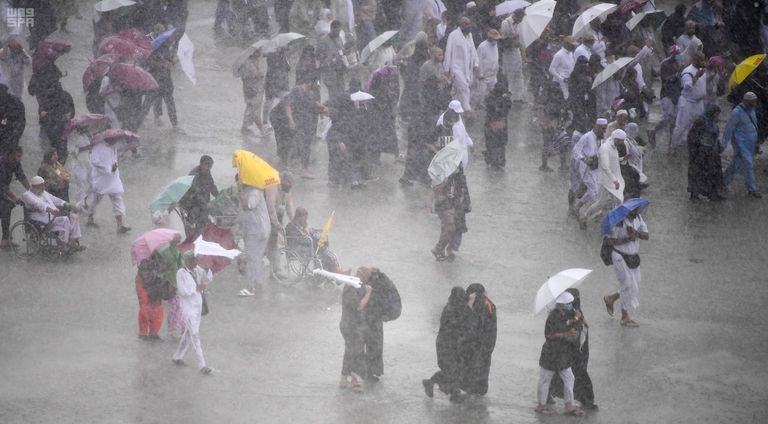 المسجد الحرام شهد هطول أمطار غزيرة