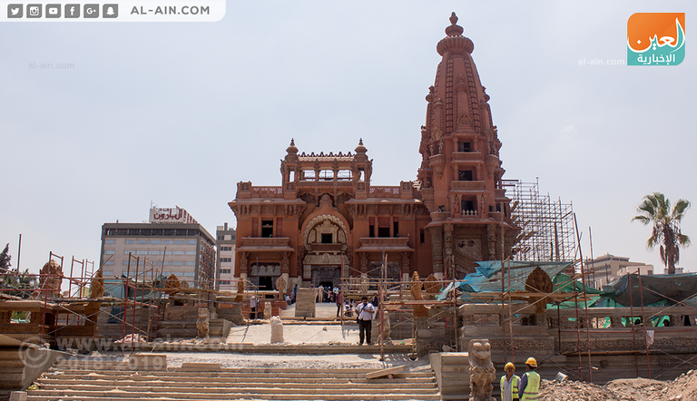 استمرار أعمال الترميم في قصر البارون شرق القاهرة