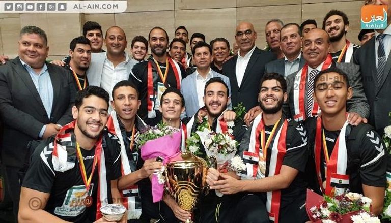 استقبال منتخب مصر لكرة اليد للناشئين