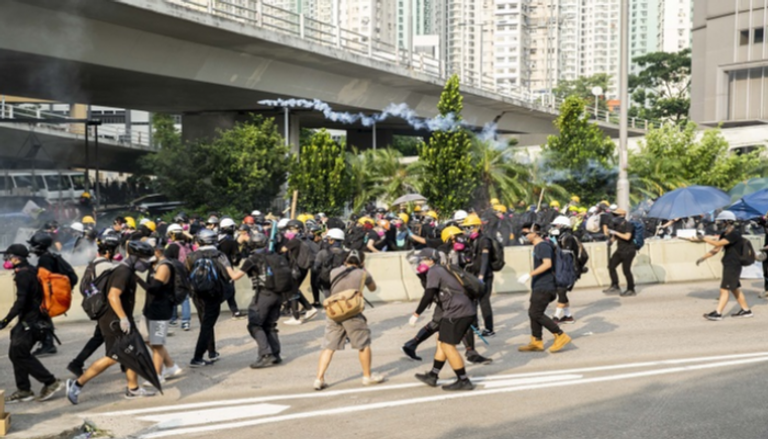 المظاهرات في مقاطعة كونتونج بهونج كونج - د ب أ 
