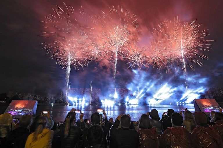 من عروض كأس العالم للألعاب النارية في روسيا