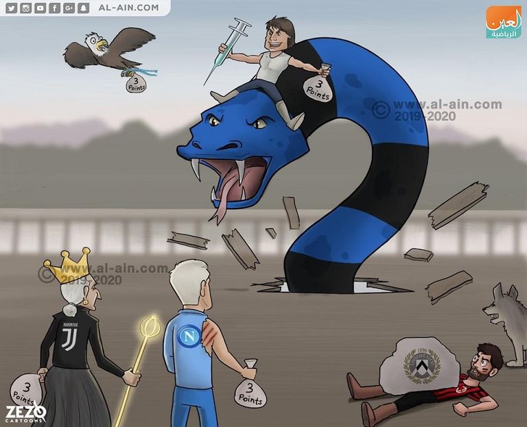 كاريكاتير .. كونتي يعيد رعب إنتر ميلان لساحة الدوري الإيطالي أنطونيو كونتي