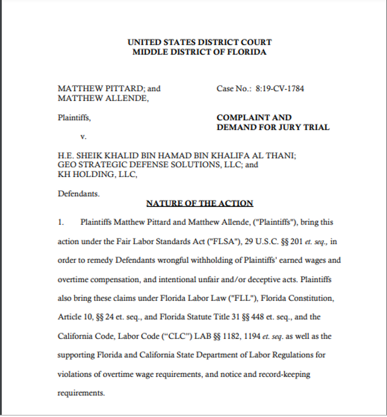 شقيق أمير قطر يتهرب من دعوى جنائية بأمريكا