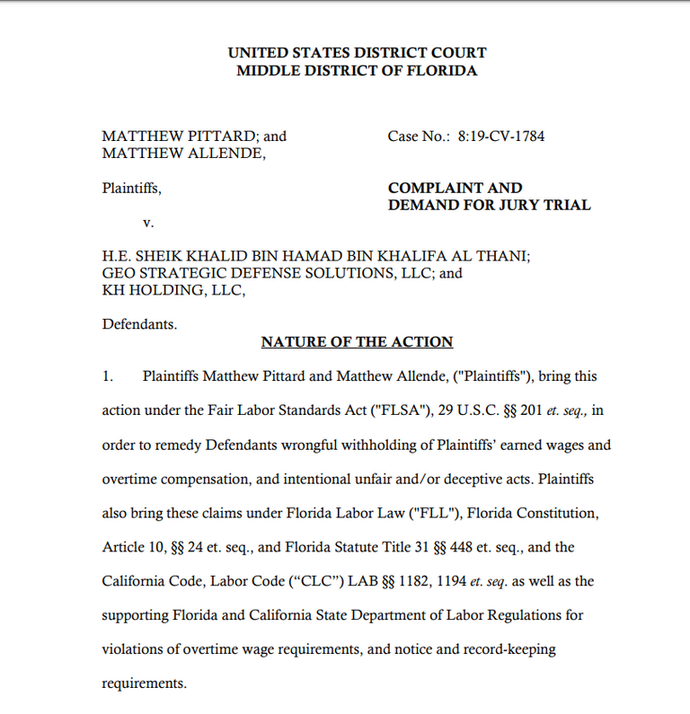 شقيق أمير قطر يتهرب من دعوى جنائية بأمريكا