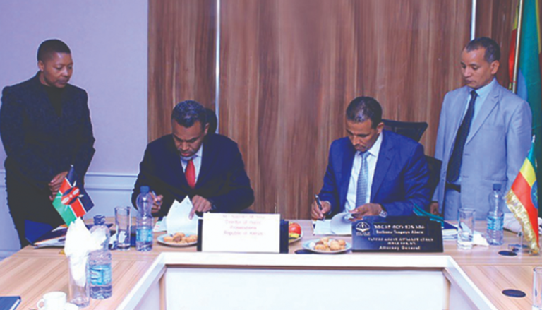 جانب من مراسم توقيع الاتفاقية بين إثيوبيا وكينيا