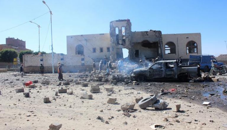 أحد المواقع الحوثية التي استهدفها طيران التحالف - رويترز