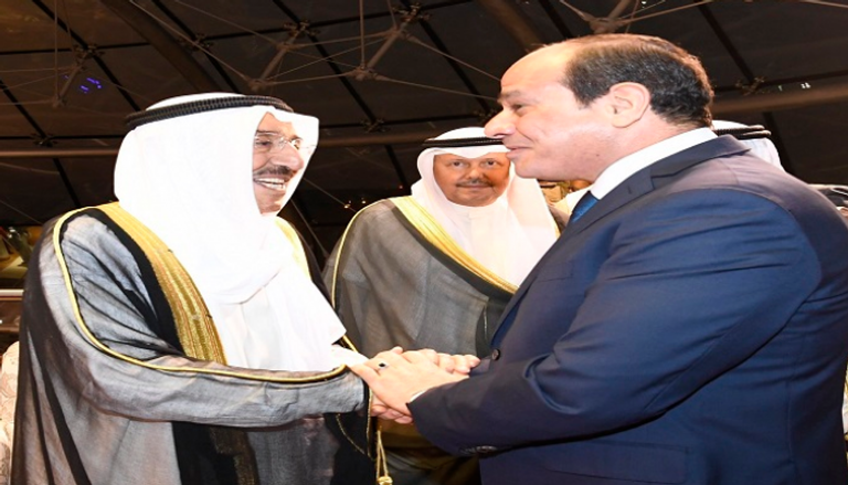 الأمير صباح الأحمد الجابر الصباح يرحب بالرئيس المصري