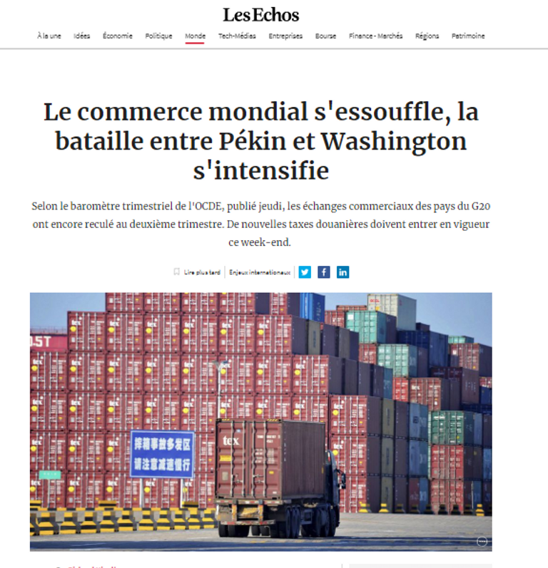 تراجع مؤشرات التجارة العالمية نتيجة الحرب التجارية