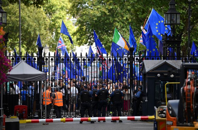 معارض لانفصال بريطانيا يتجول أمام مجلس العموم - أ.ف.ب