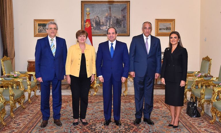 السيسي يستقبل الرئيس التنفيذي للبنك الدولي السيسي وكريستالينا جورجييفا