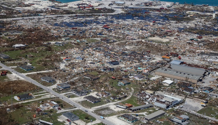 صورة جوية تظهر الدمار الذي خلفه الإعصار دوريان في الباهاما - أ.ف.ب