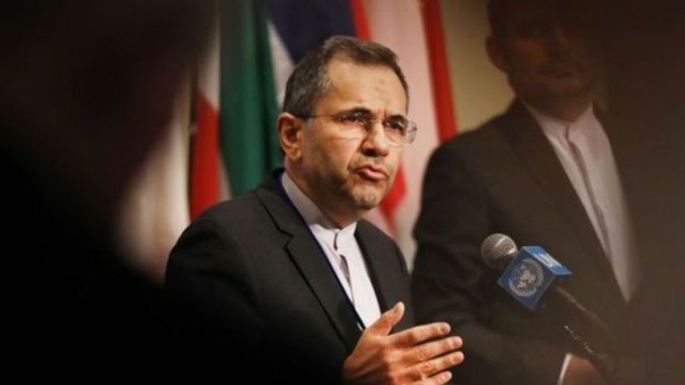 مندوب إيران الدائم في منظمة الأمم المتحدة (مقرها نيويورك)، مجيد تخت روانجى روحاني وترامب - أرشيفية