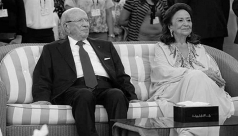 الرئيس التونسي الراحل الباجي قايد السبسي وزوجته