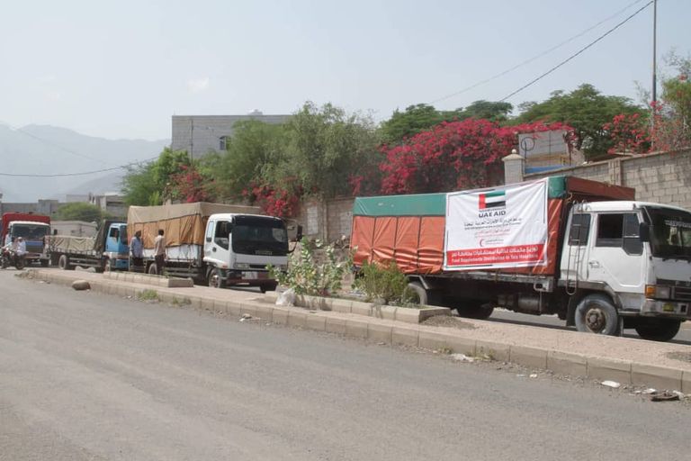 القافلة الإماراتية تضم 12 طناً من المكملات الغذائية