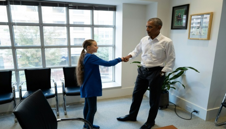 باراك أوباما يلتقي جريتا ثونبرج 
