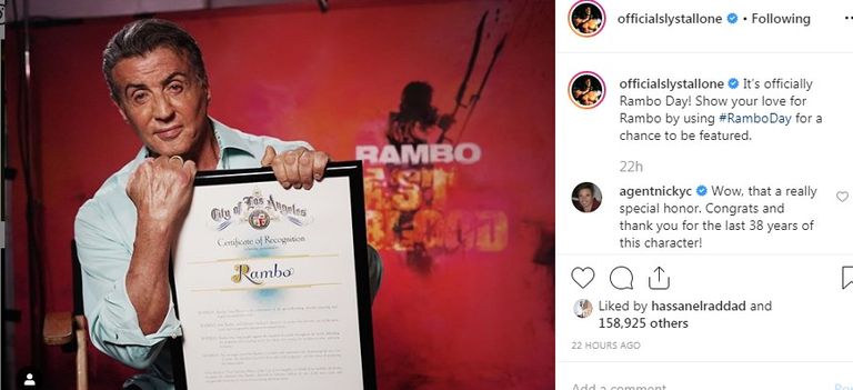 مشهد من آخر أجزاء فيلم "رامبو"