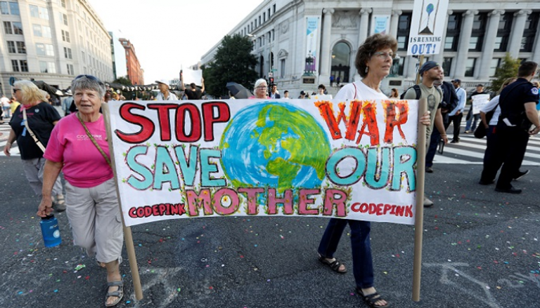 جانب من احتجاجات على تغير المناخ في واشنطن