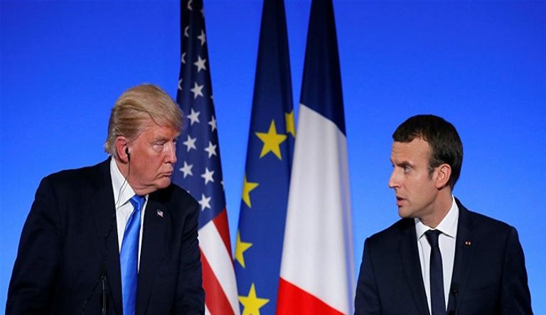 الرئيس الفرنسي خلال كلمة للصحفيين في أروقة الأمم المتحدة