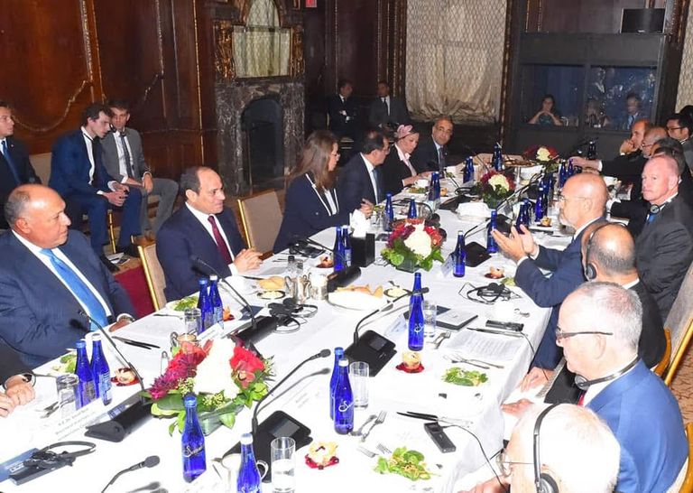 الرئيس المصري خلال لقائه أعضاء مجلس الأعمال للتفاهم الدولي بنيويورك