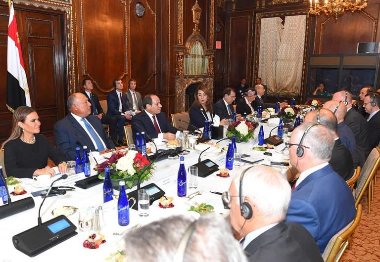 الرئيس المصري خلال لقائه أعضاء مجلس الأعمال للتفاهم الدولي بنيويورك