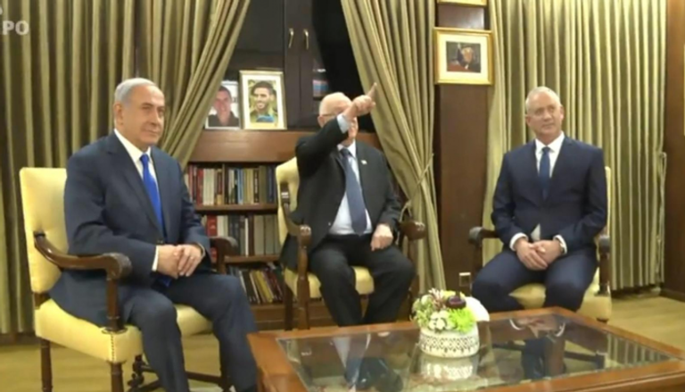 اللقاء الثلاثي بين الرئيس الإسرائيلي وجانتس ونتنياهو