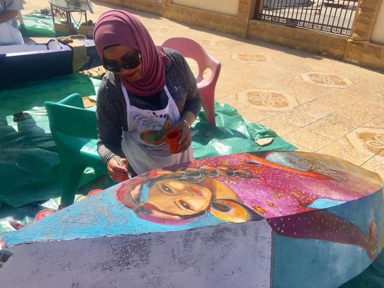 إحدى جداريات ملتقى البرلس في دورة سابقة