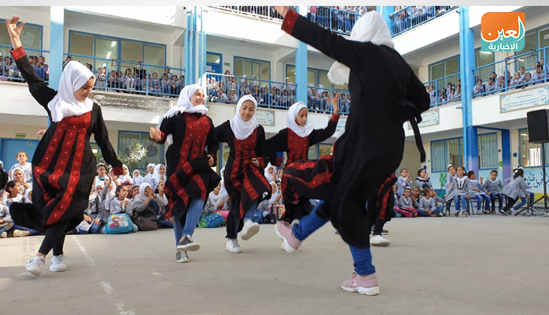 جانب من فعاليات المهرجان في إحدى مدارس غزة