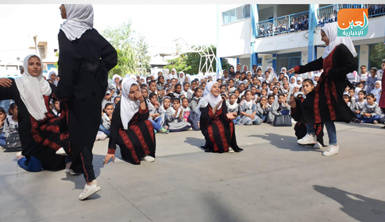 جانب من فعاليات المهرجان في إحدى مدارس غزة